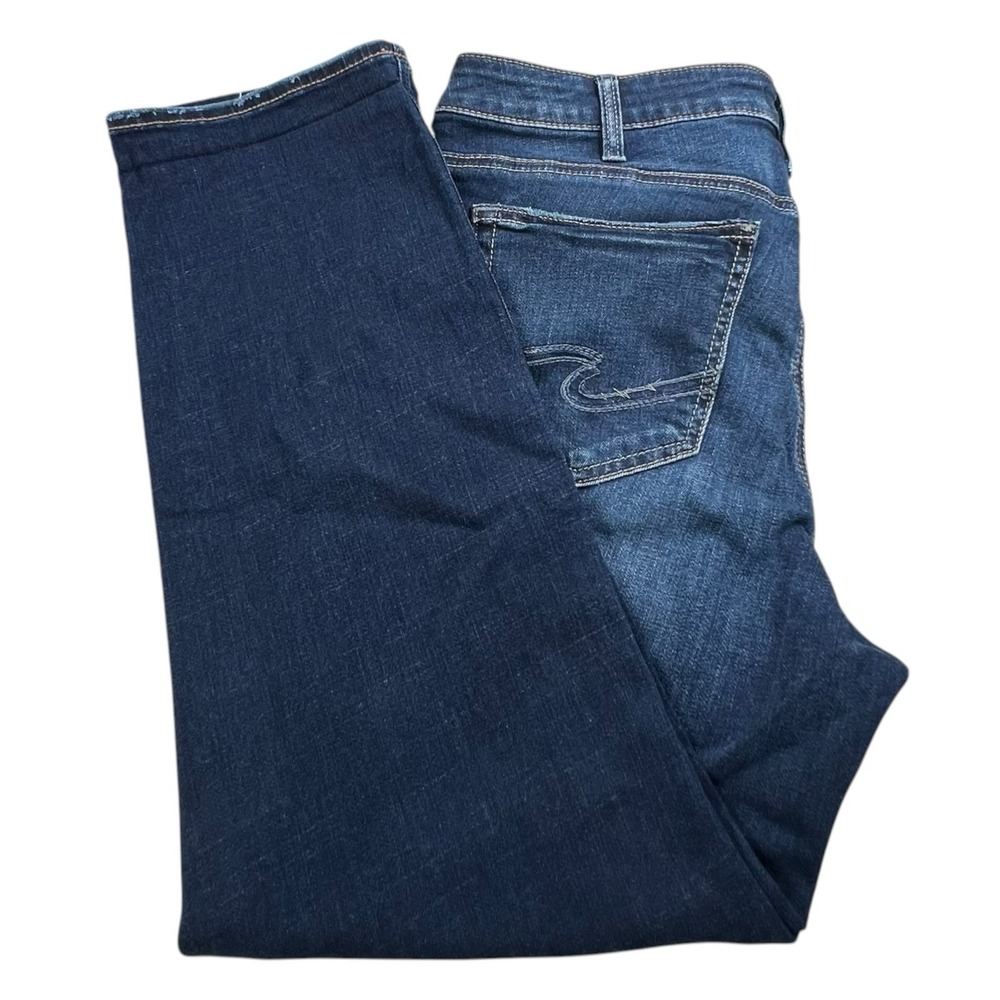 Silver Jeans Co Womens 14W Suki Capri Dark Wash High Rise Stretch Denim Jeans